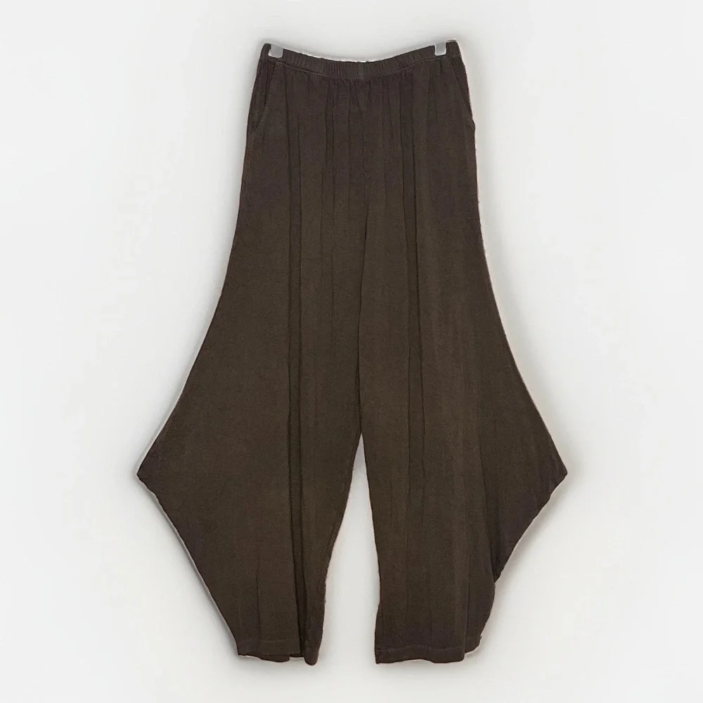 Bryn Walker Hamish Pants Size L Pull On Brown Organic Cotton Lagenlook USA Boho